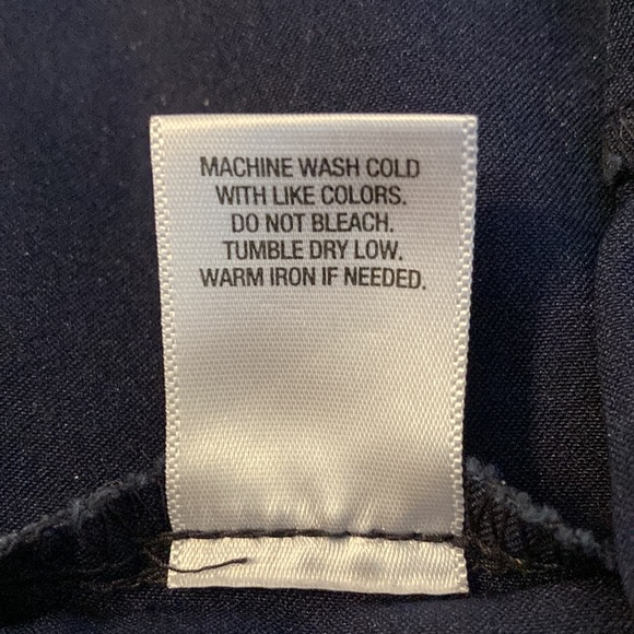 ROZ & ALI sz. 14 navy pants w/embroidered flowers at bottom of legs $22 - Picture 5 of 7